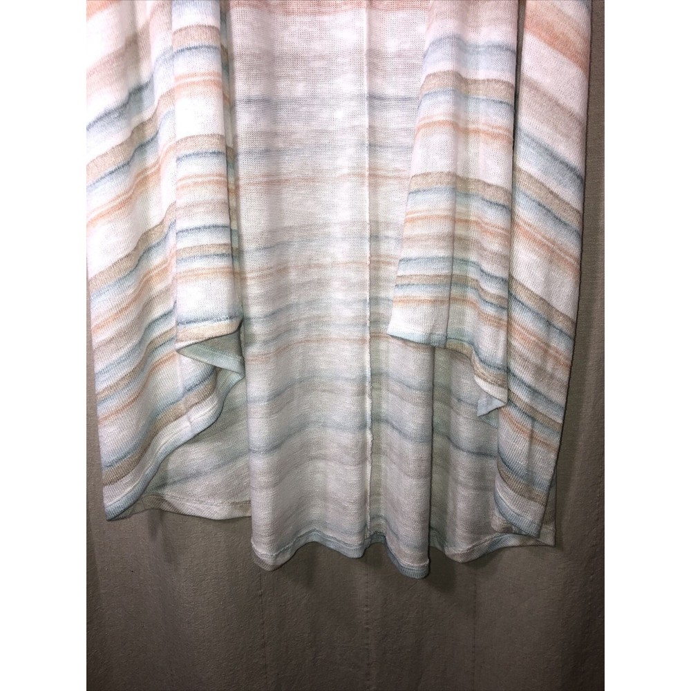Torrid Duster Cardigan Multicolor Pastel Stripe Knit Open Front 0X -flaw. - Picture 4 of 9